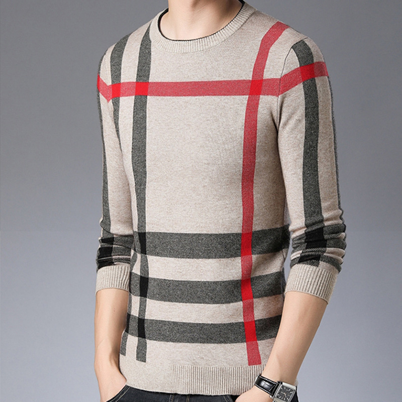 Men's Crewneck Sweater Wool Sweater Winter Fashion Fashion Thickened Warm Men's Sweater Base Sweater Sweater