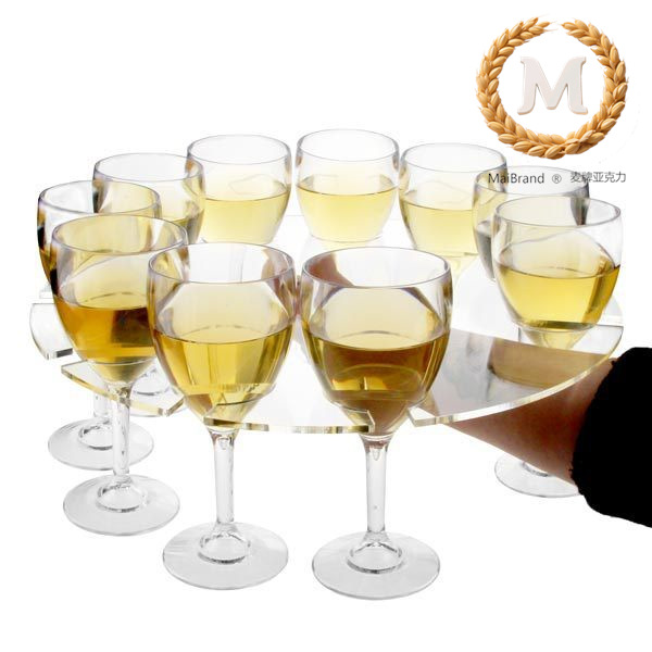 亚克力置物架展示架透明亚克力香槟长笛悬挂托盘带拇指孔