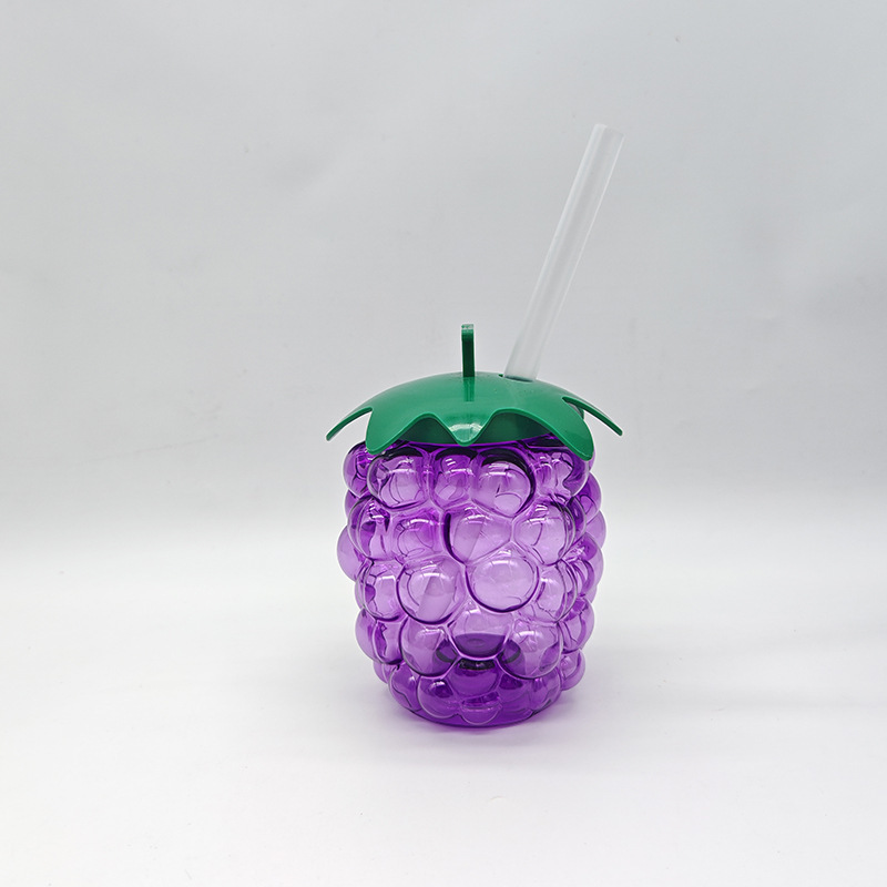 Fabricante de nuevos productos creativos ventas directas de taza de paja de uva transparente de plástico desechable taza de bebida de jugo rojo wy