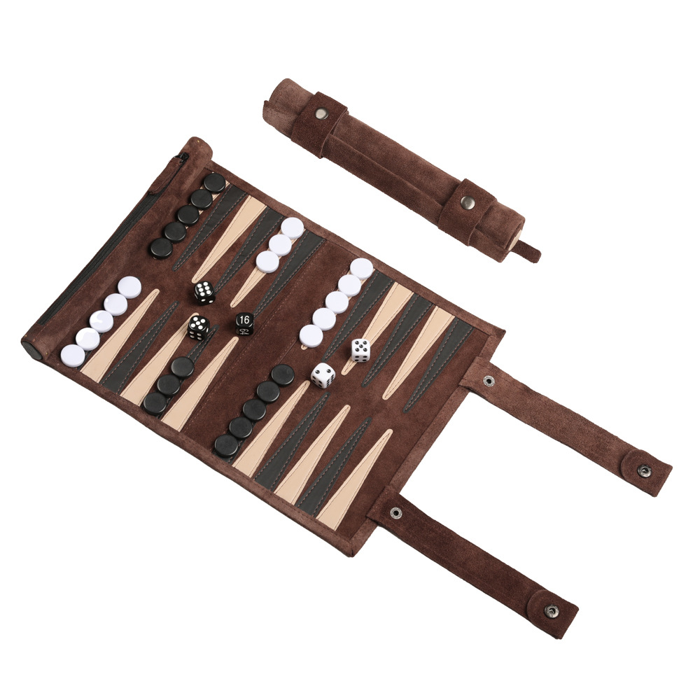 Backgammon And Chess Two-in-one Board, Double-sided, Ultra-thin Velvet Surface, Portable Outdoor Travel Chessboard_desvips.com