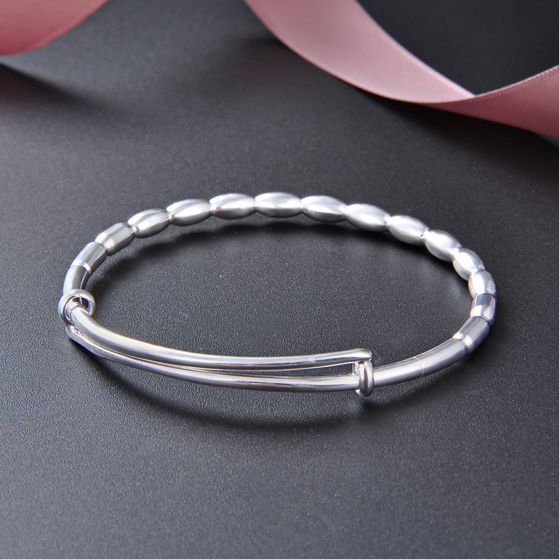 Brazalete de plata esterlina de bambú 999 pie de plata ajustable de bambú pulsera de plata regalo del día de la madre