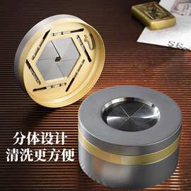 三藏甄选家用创意个性潮流不锈钢带盖防灰快门旋转烟灰缸商务礼品