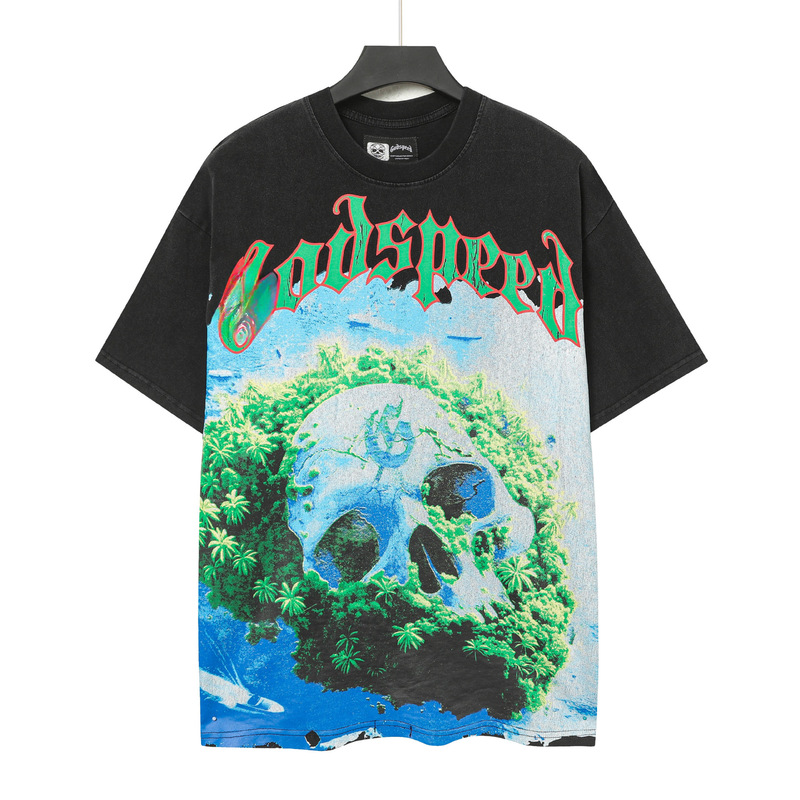 25ss アメリカのトレンディなブランド GOD ロックバンド ヒップホップ レタープリント 半袖 高品質 コットン Tシャツ カップル同スタイル|undefined