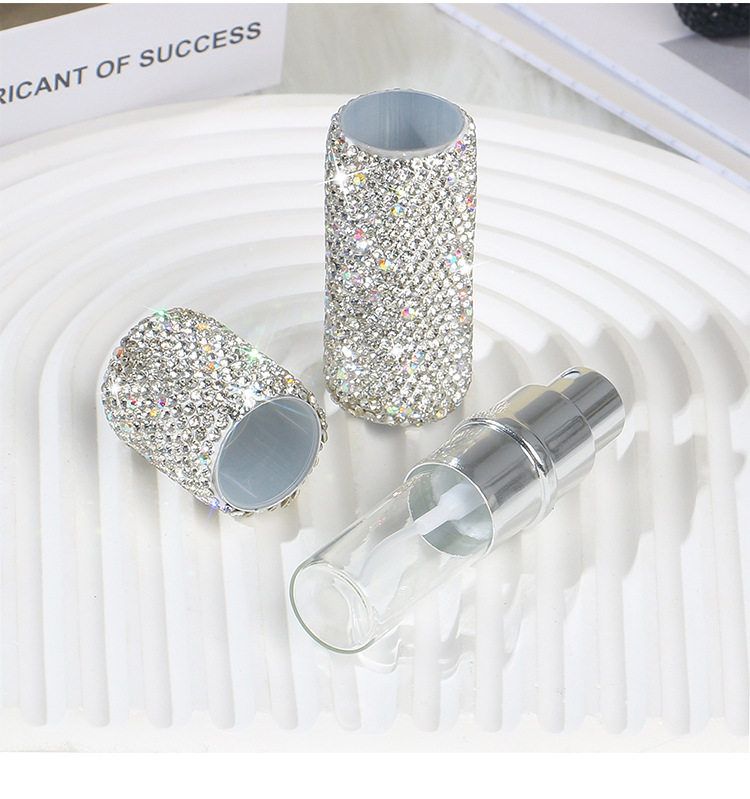 70g Weight Subpackage Bottle Makeup Tools Types 1 Piece Quantity Glass, Clay Diamond Material Solid Color Pattern Glam Style 10ml Diamond-Embedded Perfume Sub-Bottles Vacuum Press Makeup Travel Mini Spray Bottle 4
