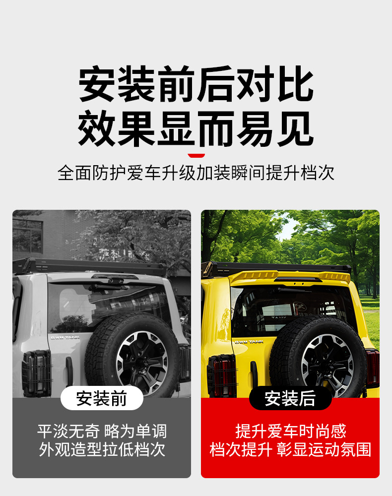 26Tank300 sports rear spoiler modification parts, top wing, stabilizer wing, rear spoiler, side wing panels, exterior decoration