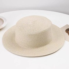 DIY手工光板帽夏季女草帽帽胚平顶帽海边度假沙滩草编帽遮阳防晒