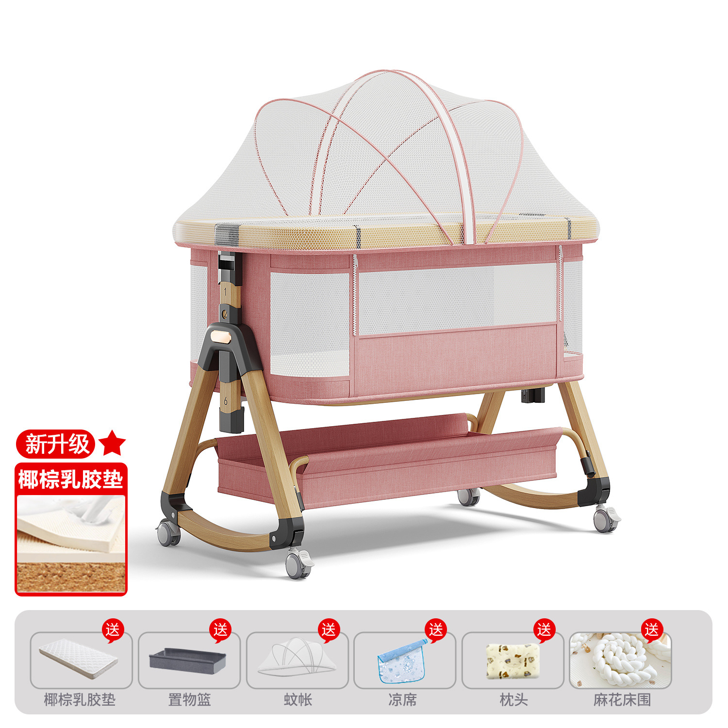 Cama de aleación de aluminio móvil portátil cuna cama plegable multifuncional bb cama recién nacida cama de empalme
