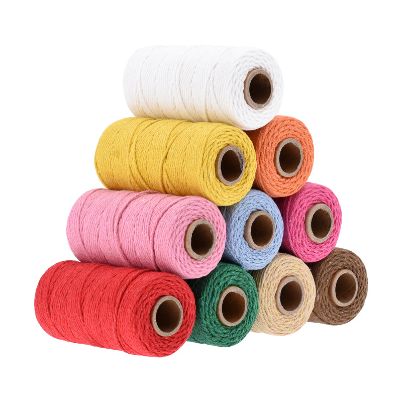 2mm hecho a mano DIY cuerda de algodón colorido tejido cuerda de encuadernación tapiz material decorativo cuerda etiqueta en Stock M
