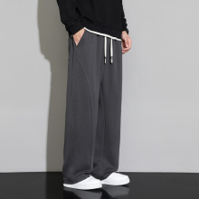 特大码休闲裤子男春秋潮牌百搭直筒卫裤显瘦宽松加肥加大长裤