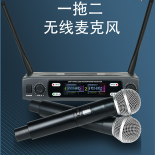 Dynamic Handheld Microphone One-to-Two Home Computer Karaoke Song Conference Stage Performance Professional Wireless Microphone