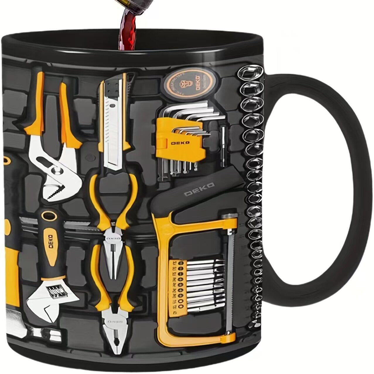 Nueva caja de herramientas de cerámica marca de café taza mecánico caja de herramientas conjunto regalo de cumpleaños para amigos