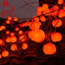 太阳能柿子灯串小灯笼新年氛围庭院装饰灯树挂灯春节房间布置彩灯