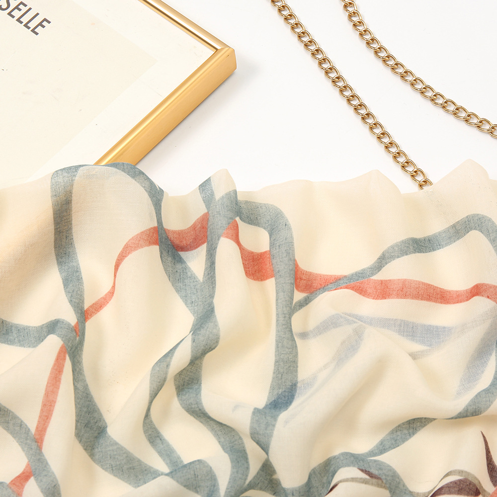 Japanese and Korean Style Sweet Fashion New Cotton Linen Feel Bali Yarn Scarf Scarf Women's Spring and Summer Beige Tassel Shawl