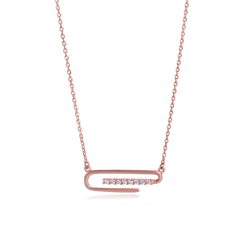 925 plata esterlina collar de alfiler geométrico para mujeres lujo ligero nicho de diseño clavícula de alta sensación 2024 nuevo collar