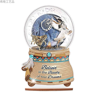 跨境新品 钻石画狼女桌摆5D宝石刺绣艺术家庭办公室桌面装饰