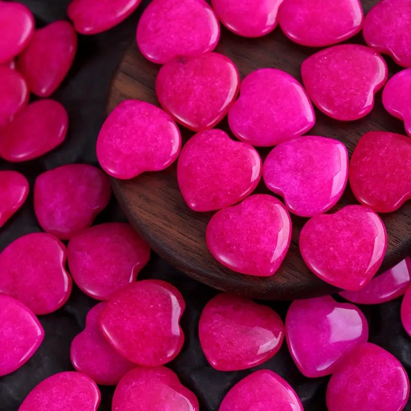 天然石20*6mm粉晶宝石水晶心形爱心摆件宝石工艺跨境优选散装批发