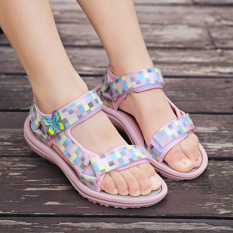 Sandálias de niñas verano 2025 nuevas niñas princesa zapatos de playa zapatos deportivos para niños grandes