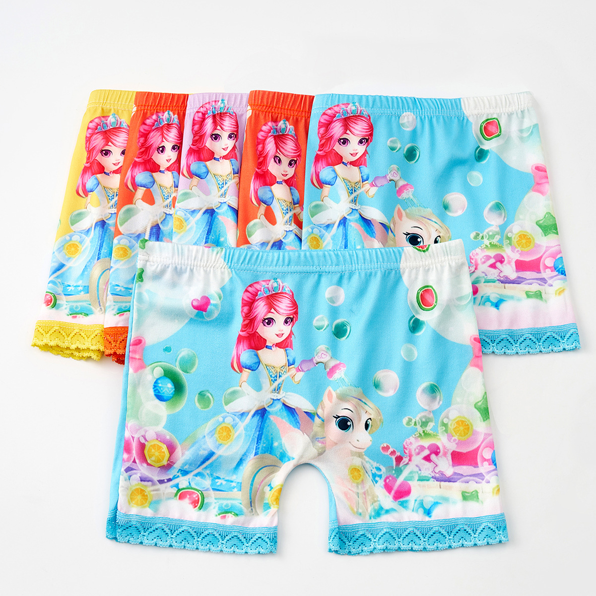 Foreign Trade Cartoon Underwear Girls Boxer Pants Lace Mixed Size Mixed Color Princess Little Girl Underwear Milk Silk