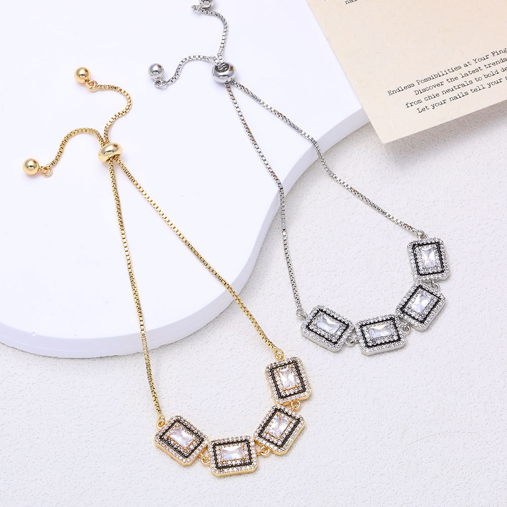 Fashion Minimalist Geometric Zircon Bracelet Light Luxury Adjustable High End Jewelry_voghion.com