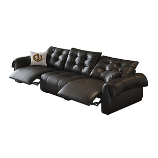 Government-Subsidized Ddc Swan Genuine Leather Sofa Black Living Room Straight-Row Electric Functional Top-Layer Full Green Cowhide Sofa