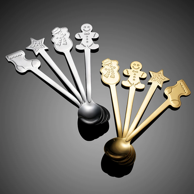 Золотой рождественский узор кофейная ложка рождественская тема Десерт ложка Рождественский подарок праздничный рекламный подарок ложка