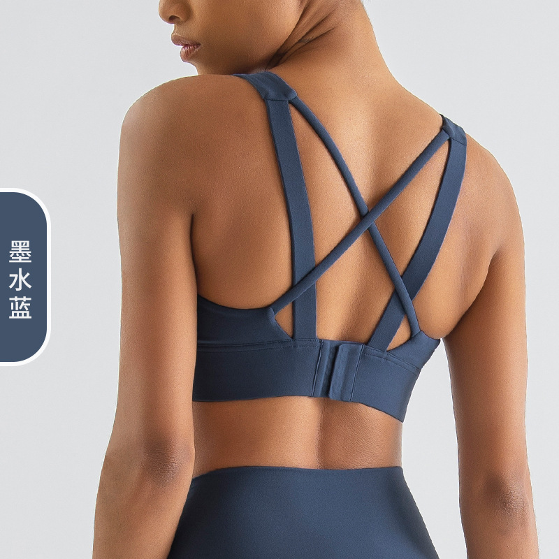 ropa interior deportiva personalizada fija cojín de pecho corrida amortiguamiento deportivo sujetador de acondicionamiento físico amortiguamiento convergente ropa interior de belleza cruzada espalda