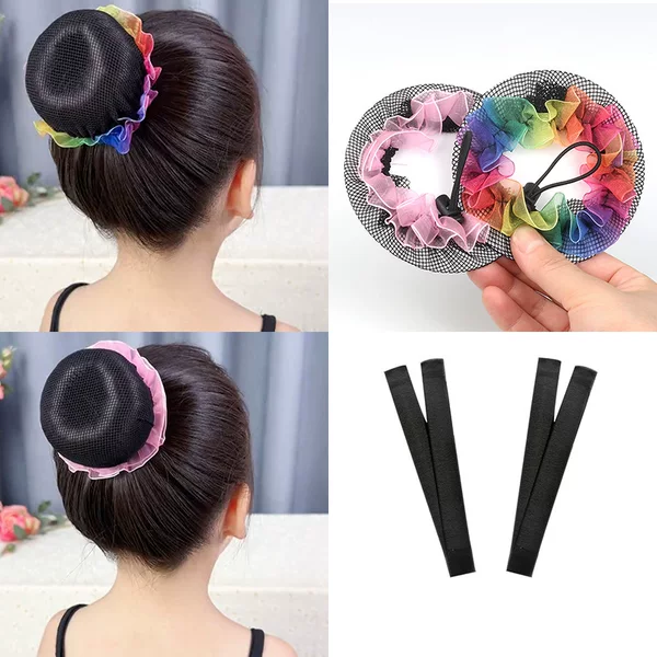 Marubeni Hair Accessories Simple Disc Hair Bud Full Hair Net Girls Dance Performance Color Net Bag Adjustable Hair Circle