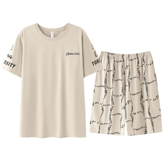 2025 New Arrival Pajamas Men's Pure Cotton Thin Short-Sleeved Shorts Casual Outwear Youth Men's Pure Cotton Home Clothes
