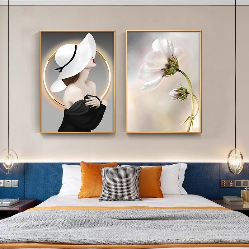 Bedroom Headboard Decorative Painting, Master Bedroom Wall Art, High-End Beauty-Themed Wall Painting, Beauty Salon and Clothing Store Wall Art
