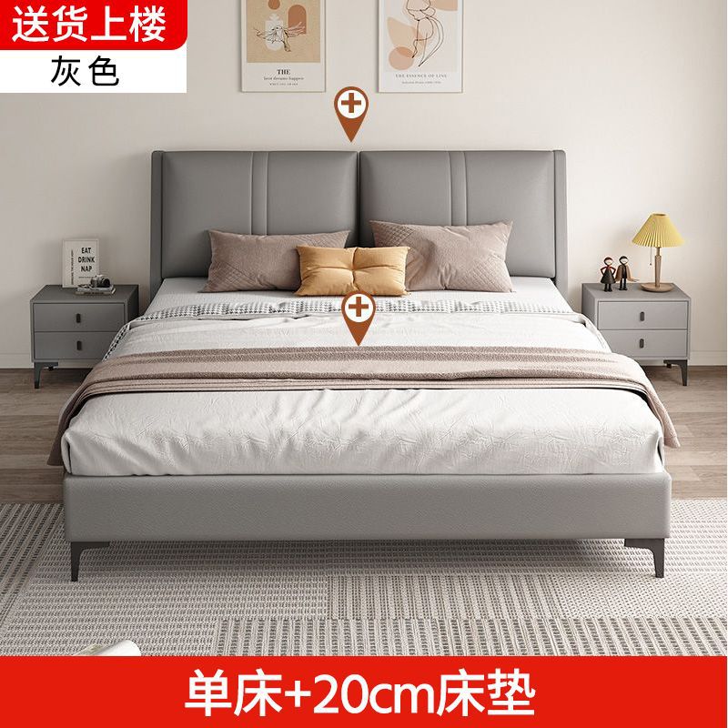 Cama de madera maciza tecnología de tela de 1.8m dormitorio principal cama doble económica cama de alquiler de paquete blando cama de 1.5m grosor