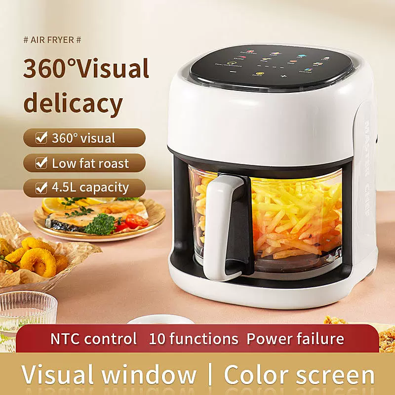 airfryer4.5L家用智能可视空气炸锅美规欧规英规110v220v可视窗口