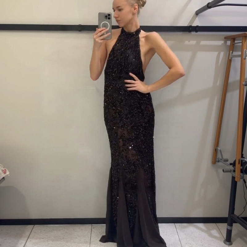 Women Off The Shoulder Spaghetti Strap Sequin Dress Elegant Fashion Evening Party Prom Gown For Formal Cocktail Events_ecoleips.com