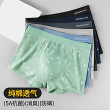 男士内裤抗菌平角裤纯棉大码中腰四角透气男生盒装工厂批发
