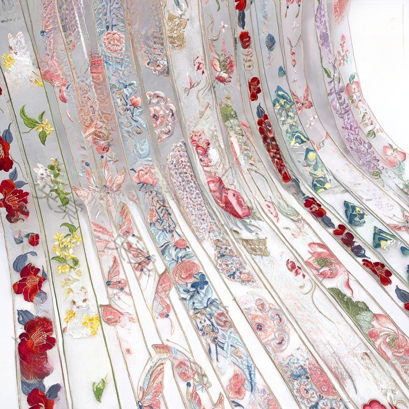 窗帘纱diy刺绣风汉服绣花装饰领子领口边条蕾丝辅料刺绣花边边