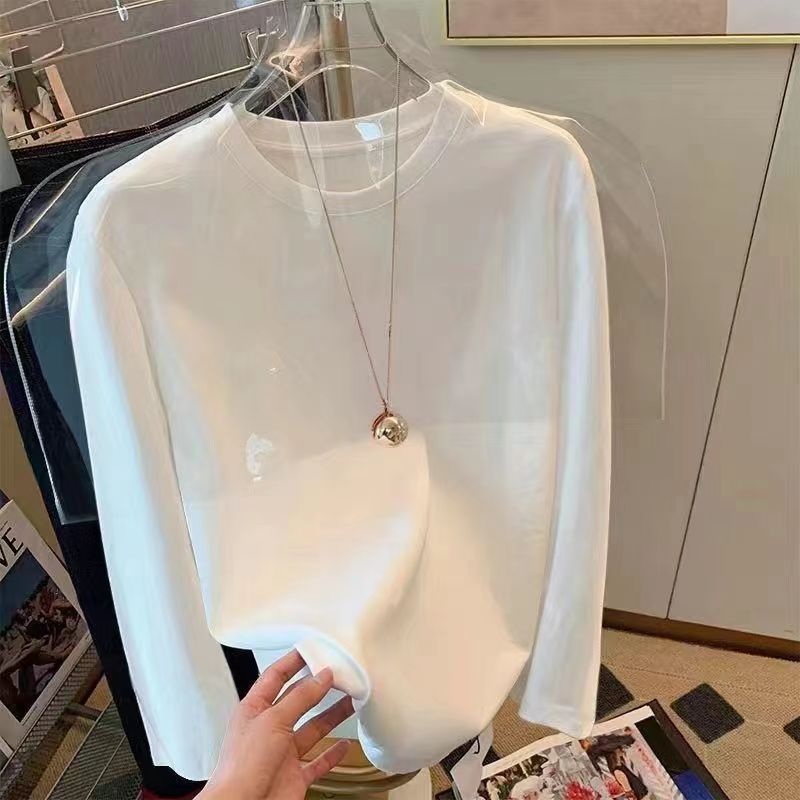 Solid color autumn white base long-sleeve