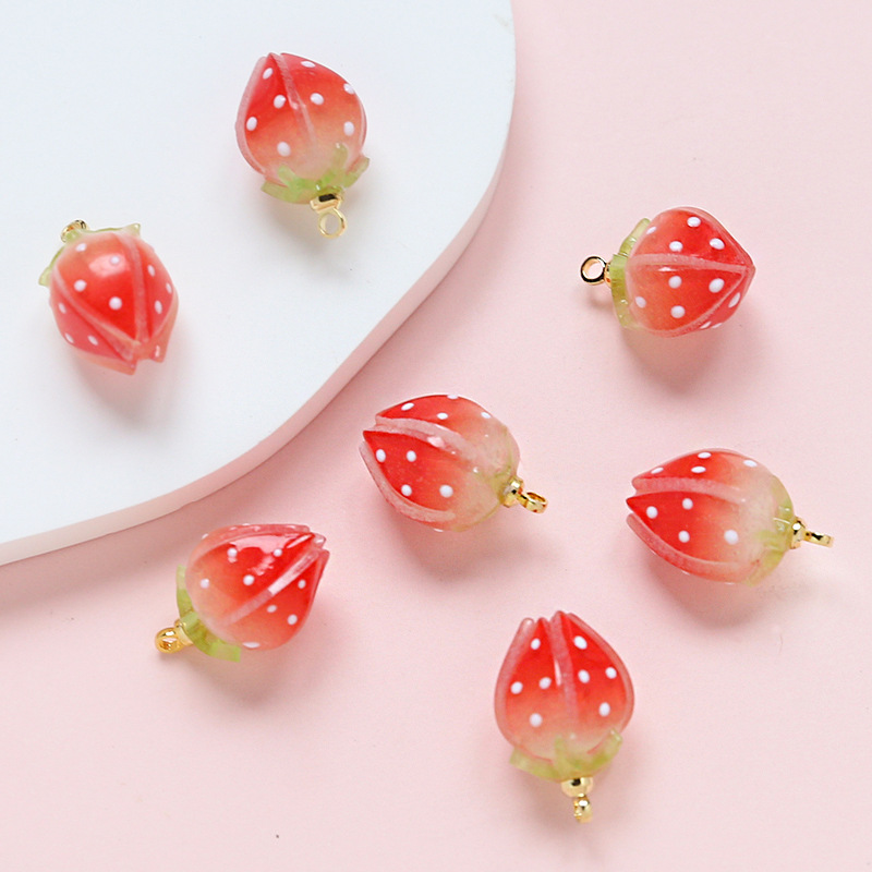 Cute, Simple Style Style 1 Piece Resin Tree Strawberry Pendant Charms Necklace