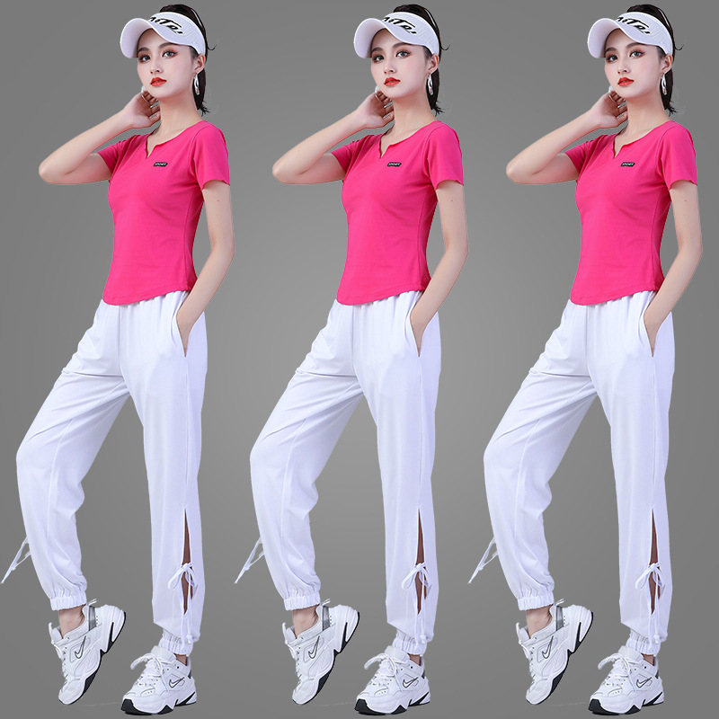 莫沐妲2021新款夏季短袖廣場舞鬼步舞運動團體爵士舞健身操跳舞服