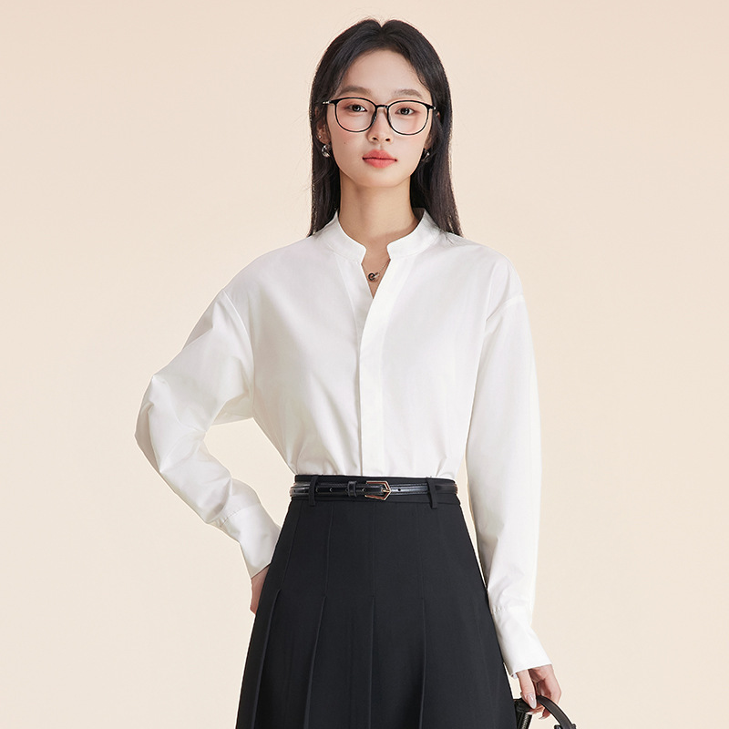2025 Pragmatic White Collar Shirt Women's Long Sleeve Spring New Interview Temperament Dress Professional Shirt