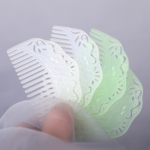 Imitation jade white hair comb, ancient style comb, Hanfu headdress acetate resin comb, cute ancient costume hairpin