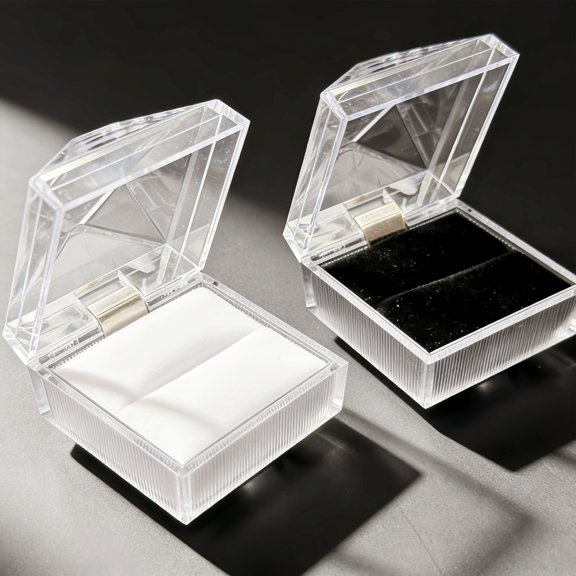 CIFI Factory Caja de almacenamiento de cristal transparente acrílico Par de pendientes Caja de anillo Jewelry Flip Embalaje Joyero