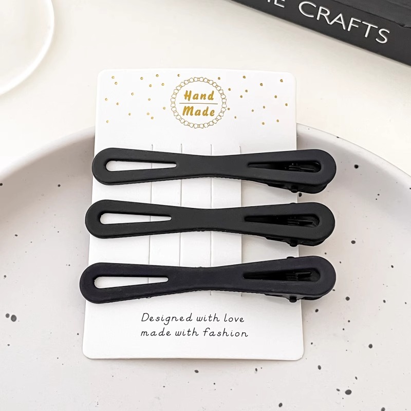 Youyou 2025 nueva horquilla negra, flequillo, clip de cabello roto en la frente, tocado lateral, pico de pato, palabra simple