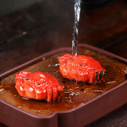 Yixing Zisha tea pet color-changing crab ornaments Bafanglaicai hairy crab tea play kung fu tea set teapot creative style