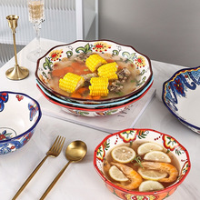 工厂定制波西米亚陶瓷汤碗大号泡面碗家用大碗汤盆高颜值餐具