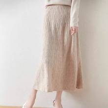 2025秋冬新款羊毛半身裙女长款高腰女款显瘦纯色羊绒针织外穿伞裙