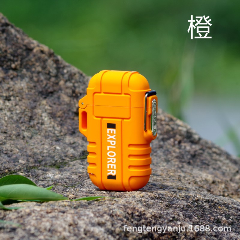 Camping transfronterizo al aire libre a prueba de viento a prueba de agua arco pulso de doble arco encendedor electrónico de cigarrillos USB encendedor recargable