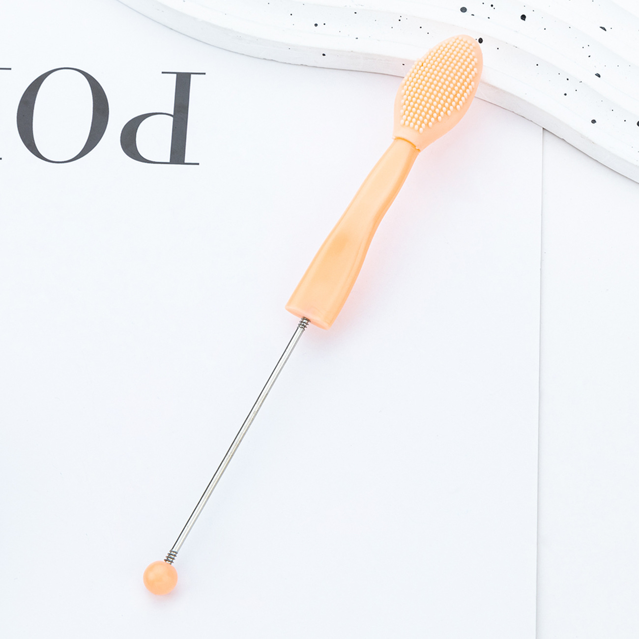 DIY beaded silicona cepillo labial cepillo de cabeza negra cepillo de nariz cepillo de nariz doble cepillo multifuncional cepillo labial lavado cepillo de nariz al por mayor