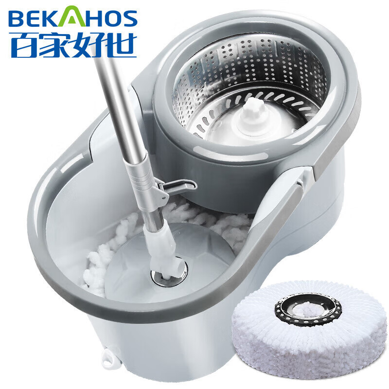 Hand wash-free rotating mop bucket hand pressure water mop washing bleaching wet and dry dual-use household absorbent dual-drive mop
