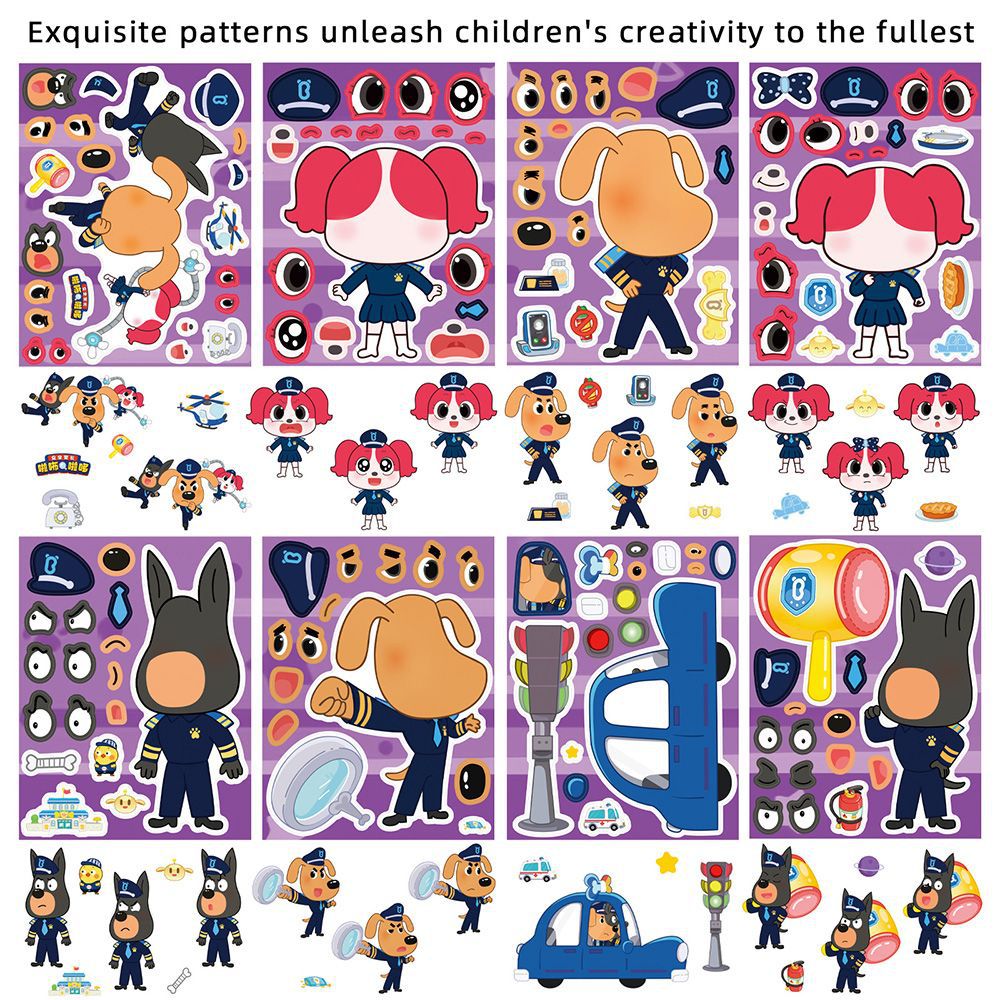 Children's Popular Labrador Face-Changing Stickers Nezha Cute Handbook DIY Cartoon Creative Stickers Educational Handmade