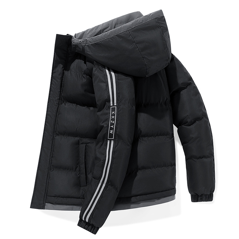 New Men's Cotton Jacket Autumn and Winter Trendy Thick Warm Hooded down Cotton Coat Popular Cross-Border Style