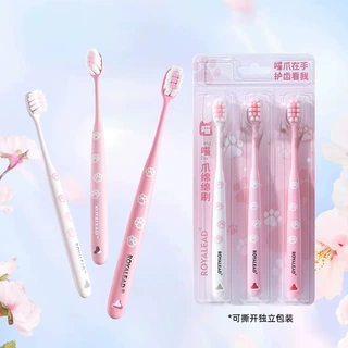 萌喵爪方孔成人软毛牙刷3支装情侣闺蜜家用护齿软毛牙刷厂家批发
